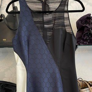 SACHIN + BABI Multicolor Sleeveless Sheath Dress w/ Sheer Neckline
